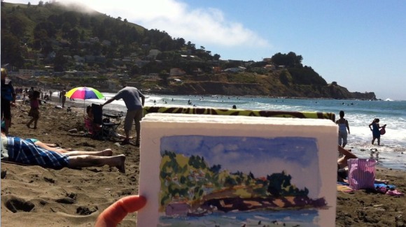 Linda Mar Beach, Pacifica, sketch and scene