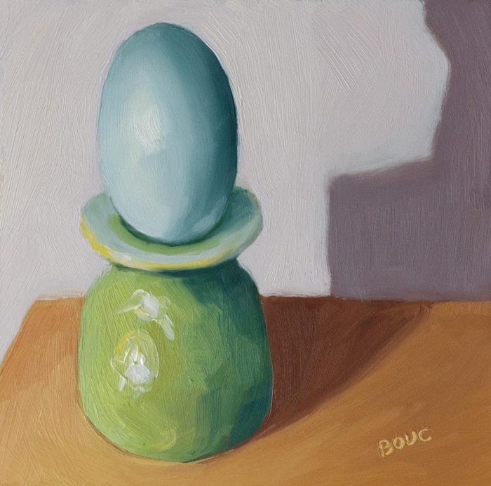 Eight Dollar Eggs, oil on panel, 6x6"