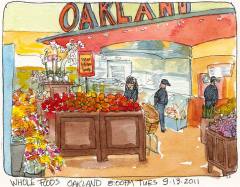 Whole Foods Oakland, ink & watercolor, 5x7"