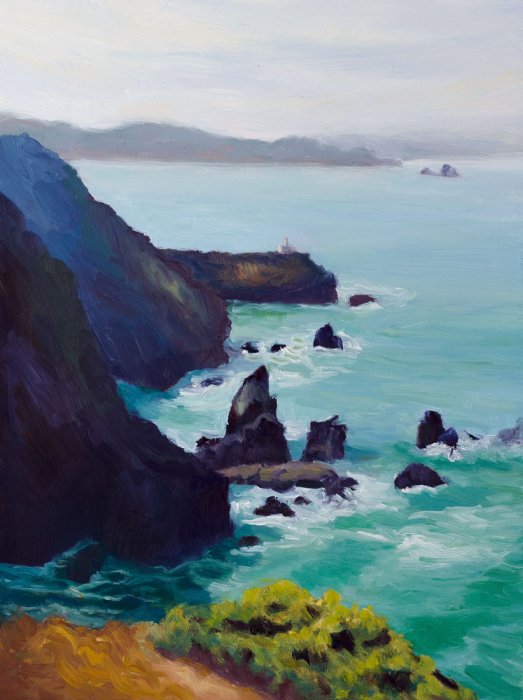 Point Bonita #3, Oil on Gessobord Panel, 12x9"