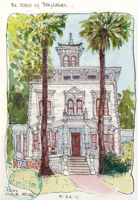 John Muir House, ink & watercolor, 7x5"