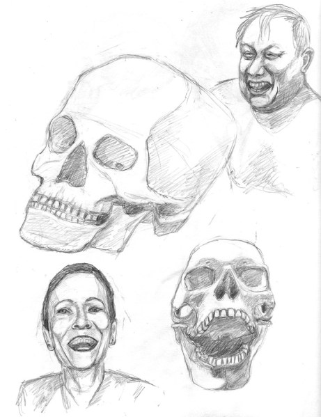 Skulls and Faces, HB pencil, 11x9"