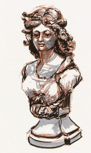 1840s French Depose (pot metal) Sculpture, ink 8x5"