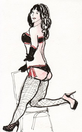 First pose of the day, ink & colored pencil, 8x5.5" First pose of the day, ink & colored pencil, 8x5.5"