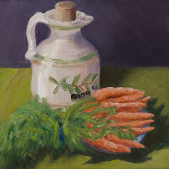 Stumpy Carrot study #1, oil on Gessobord panel, 8x8"