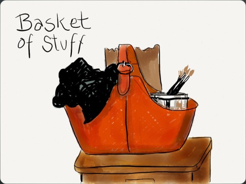 The Red Studio Basket, drawn on iPad