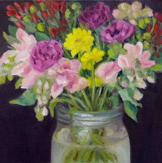 Mothers' Day Bouquet #1, oil on linen panel, 8x8"