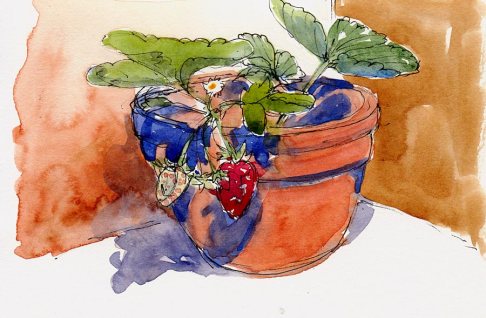 Stillman & Birn Beta 180 lb white multimedia paper, ink & watercolor, 4x6"