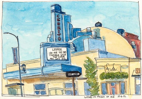 Theater, ink & watercolor, 6x8"