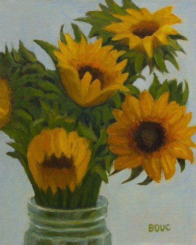 Sunflower #1, Oil painting on panel, 10x8"