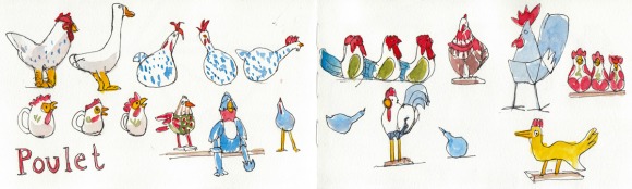 Poultry Panorama (2-page spread in my sketchbook).
