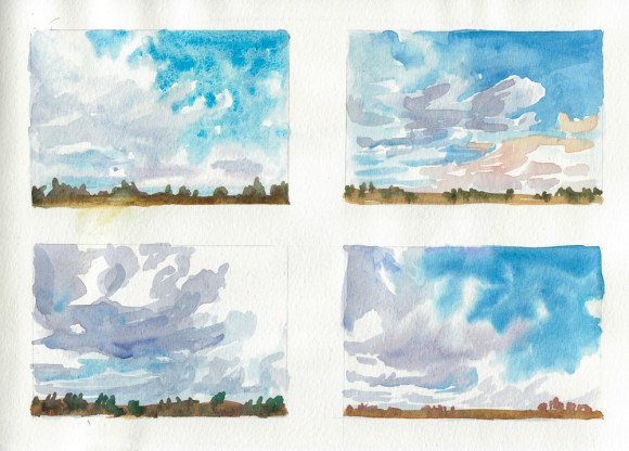 Cloud Study for Lithuania Virtual Paintout, watercolor, 8x10"