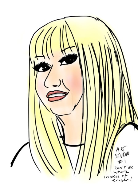 Caricature of Cristina, sketched on iPad in Art Studio 