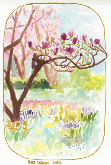 Spring at Blake Gardens, watercolor, 10x8"