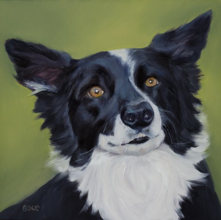 Sam, A Dog Portrait in Oils, Oil on Panel, 8x8"