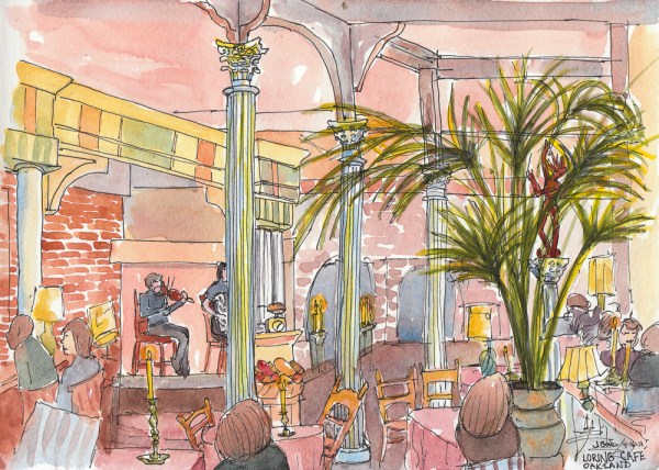 Loring Cafe, Oakland, ink & watercolor, 8x10"