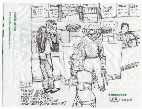 Sketched at Starbucks on Starbucks Pastry Bag
