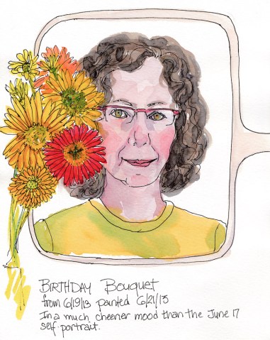 Self-Portrait with Birthday Bouquet
