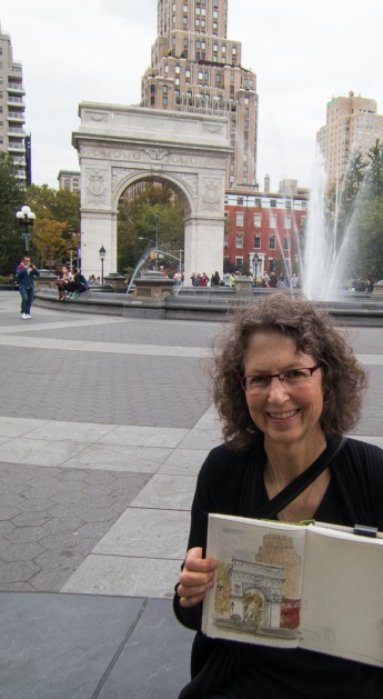 Me and my sketch of Washington Square, Greenwich Village