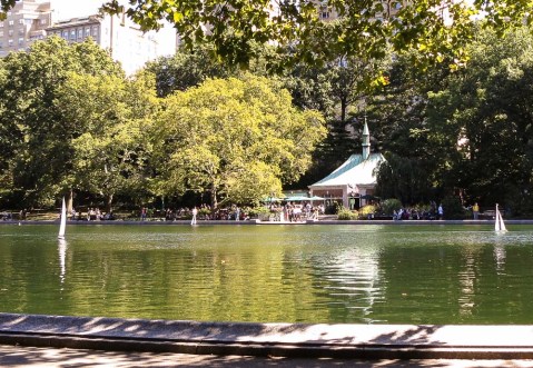 Photo of Central Park's Conservatory water from where we were sketching in the park
