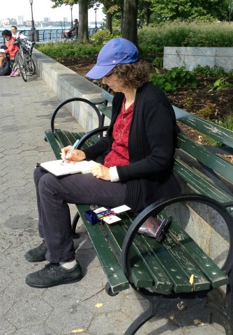 Me sketching in Battery Park