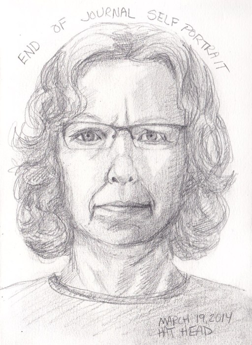 End of Journal Self-Portrait, graphite, 5x7.5 in
