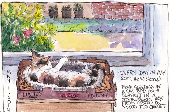 EDIM 2014 #1-Window. Ink and watercolor, 5x7 in