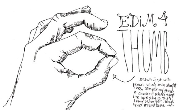EDiM #4 Thumb, ink, 5x7 in