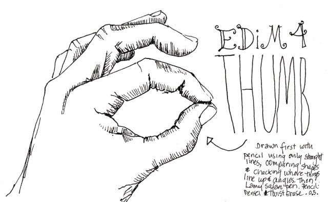 EDiM #4 Thumb, ink, 5x7 in