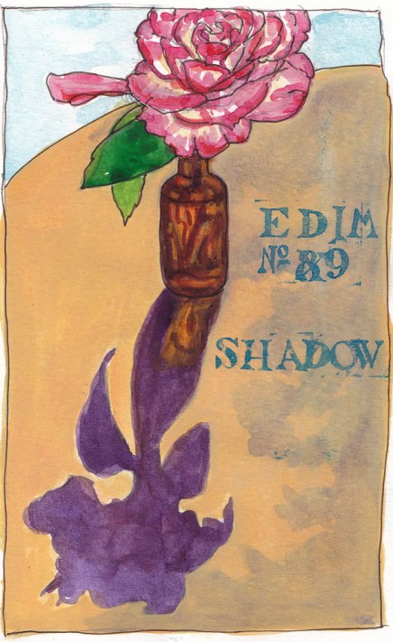 EDiM 9 Mirror Image in Copper Pitcher, ink, watercolor, gouache, 7.5x5 in