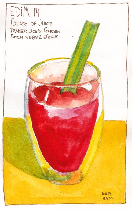 EDiM 14 Glass of Juice. Ink and watercolor, 7x5 in