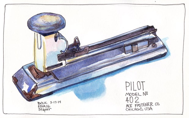 EDiM 16 Stapler. Ink and watercolor, 5x7 in