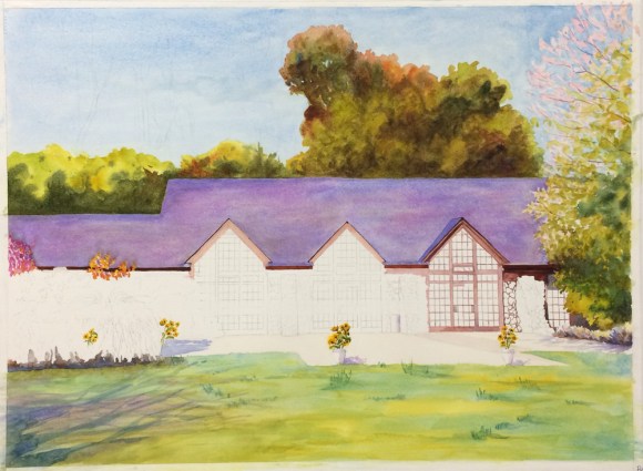Brazillian Room, Tilden Park, WIP Watercolor, 22 x 30 in