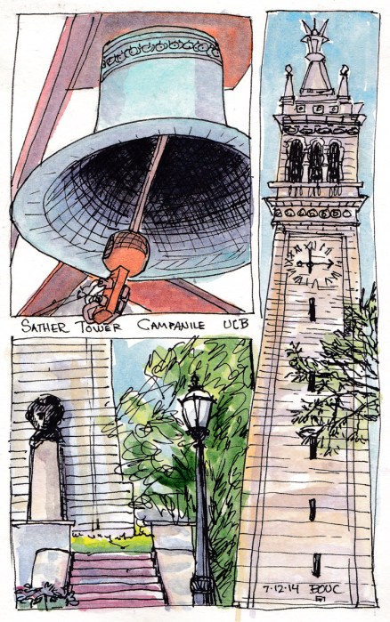UC Berkeley Sather Tower Campanile, ink and watercolor 8x5 in