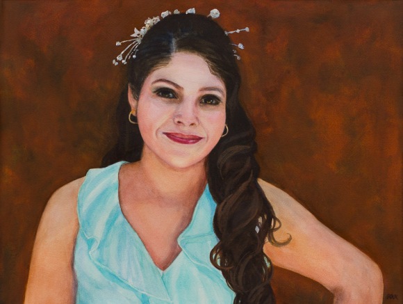 Yessie's Quinceanera Portrait, Watercolor, 15x20 in