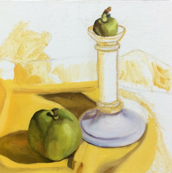 Candlestick and Apples, WIP 2