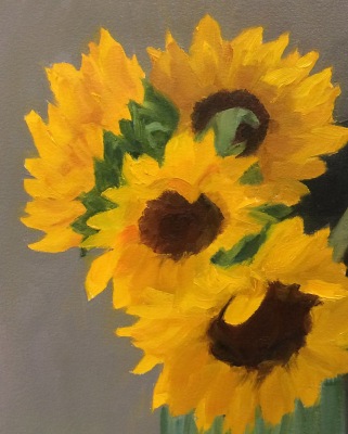 Sunflowers in Spaghetti Jar, oi studyl on Arches Oil Paper , 8x10 inches