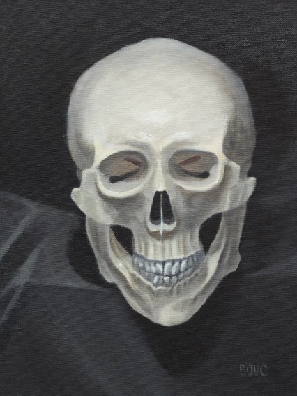 Morton Skullman the Man Skull, oil on panel, 12x9"