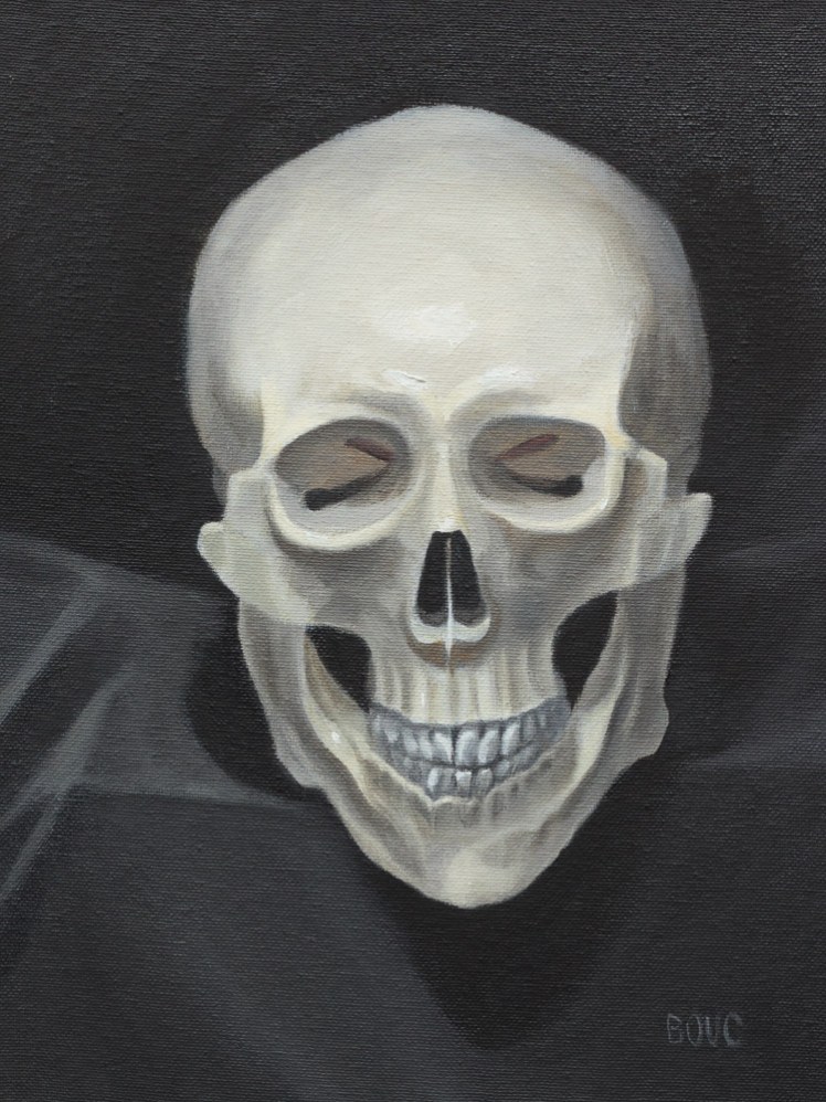 Morton Skullman the Man Skull, oil on panel, 12x9"