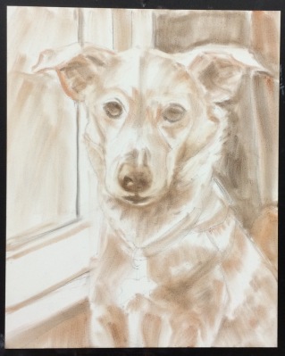 Millie-Drawing transferred (using Saral Transfer paper) and Pan Pastels applied