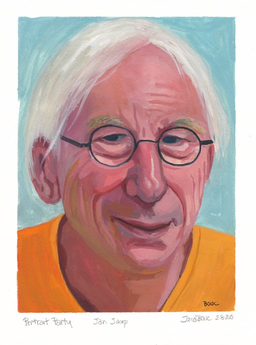 Portrait of Jan Jaap for Julia Kaye's Portrait Party, gouache in XL WC Moleskine, 9x6.5"