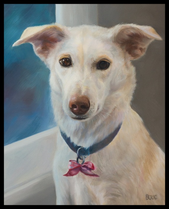 Portrait of Millie, oil on Gessobord panel, 10x8 inches