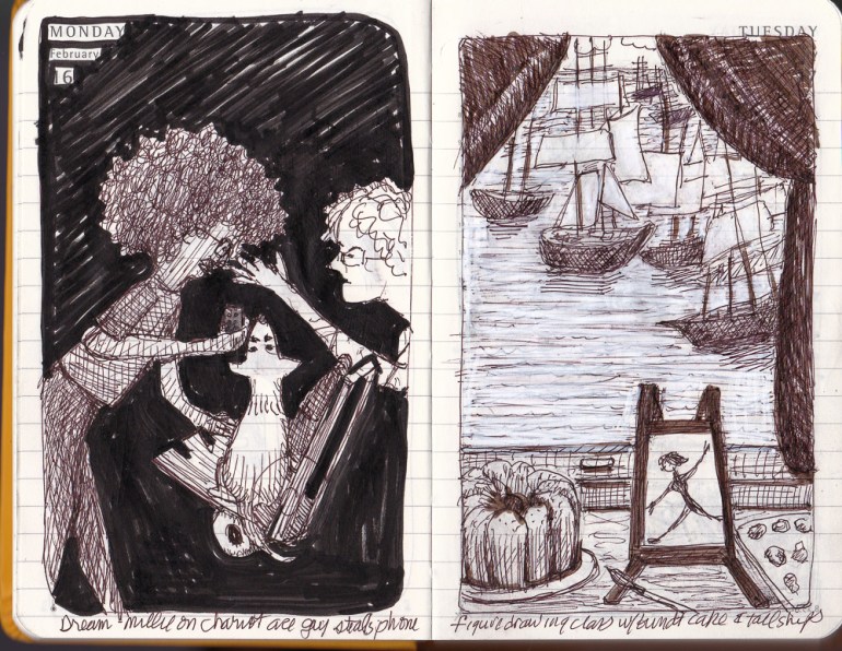 Guy from Ace Hardware tried to take my dog and phone. Tall ships, bundt cake and a painting in progress.