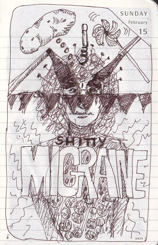 No dream, just a sketch of a shitty migraine.