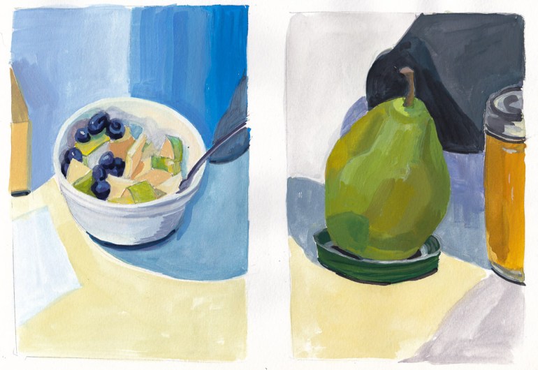 Gouache still life studies, 10x8 inches