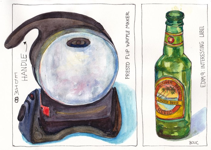 EDIM 8-9 Handle and Label, ink & watercolor, 8x10 in