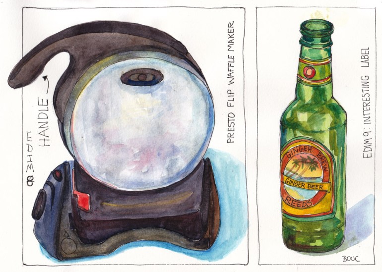 EDIM 8-9 Handle and Label, ink & watercolor, 8x10 in