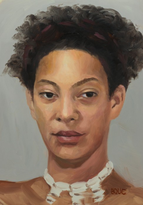 Portrait of Pigeon, oil on Duralar Matte, 12x9"