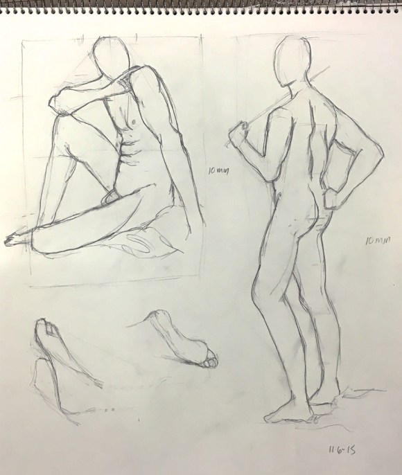 Brian, two 5 minute poses, pencil