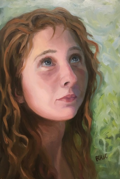 Forest Girl #2-C, Oil Painting on Mylar, 12x8"